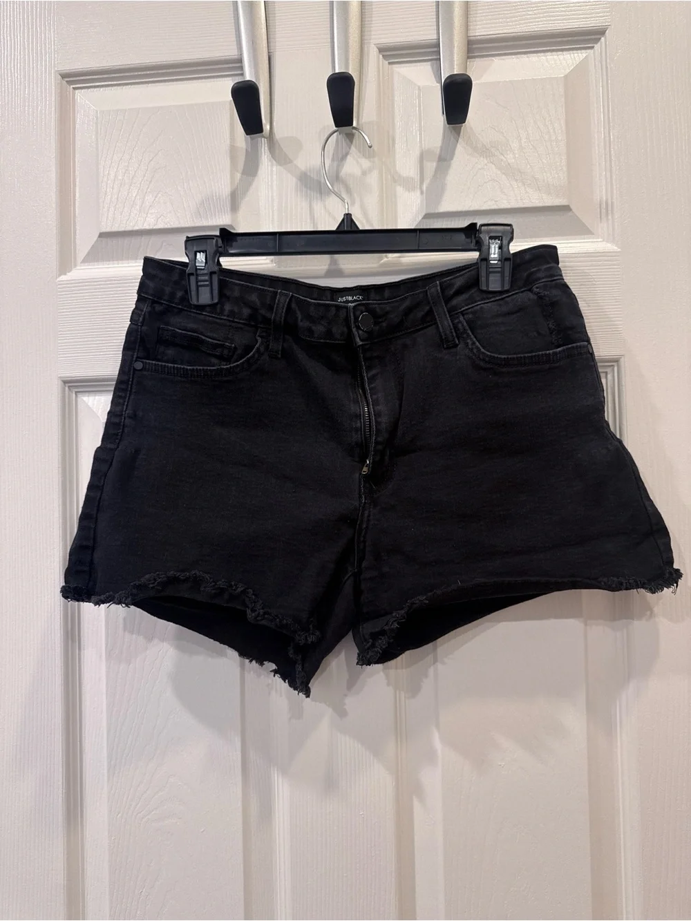 Just Black Women's Black High-Rise Distressed Denim Shorts